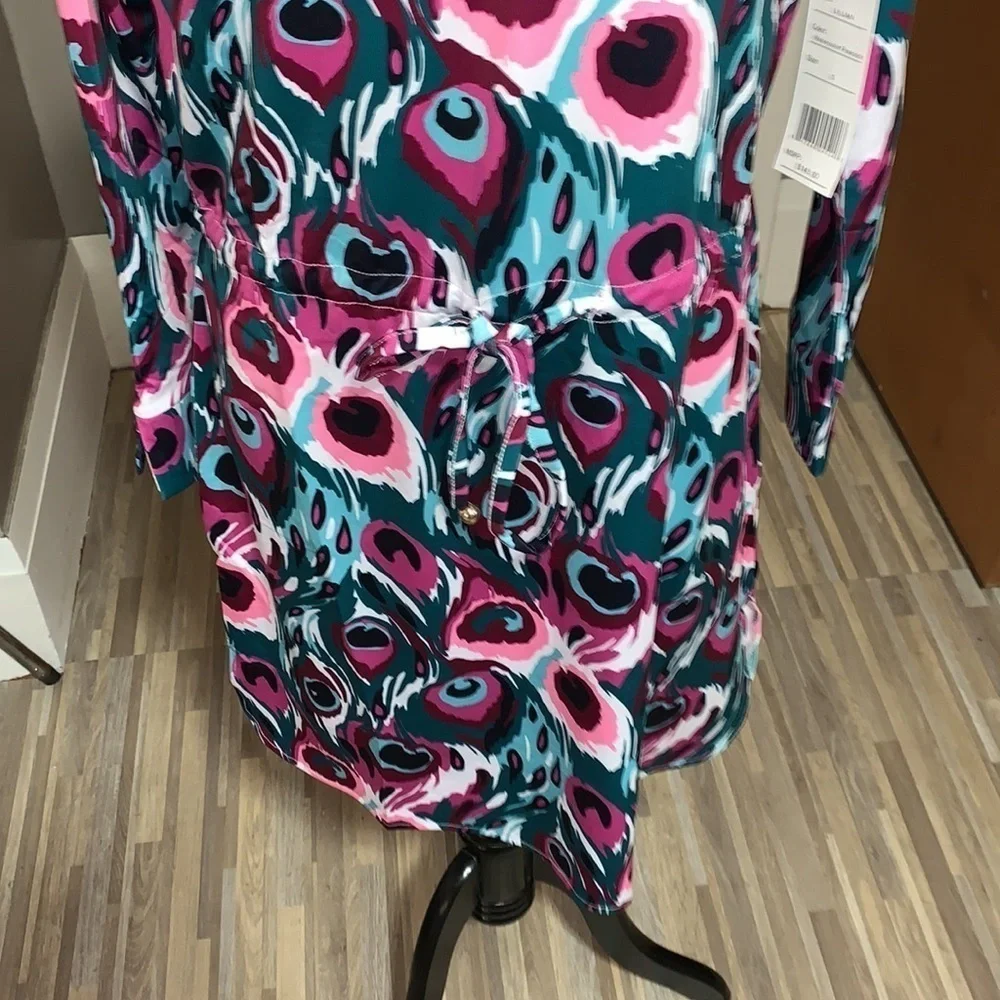 Tracy Negoshian Lillian style shirt dress, peacock